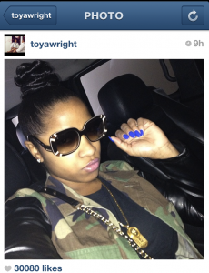 Toya Wright Faux Leather Camo Jacket