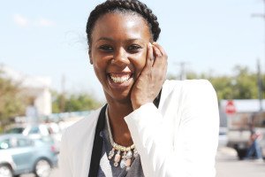 Tasha in Target blazer, Cato's necklace