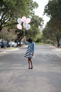 Tasha:: Gap jacket, Jus Taylor Dress, Christian Louboutins and Wrist Soiree Necklace