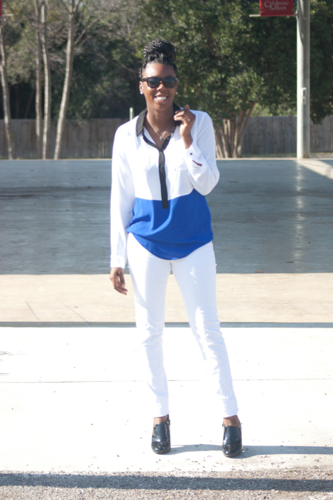 Tasha in Decree Blouse, Mango Jeans, and Zara Booties. #boxbraids #bizblogger