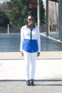 Tasha in Decree Blouse, Mango Jeans, and Zara Booties. #boxbraids #bizblogger