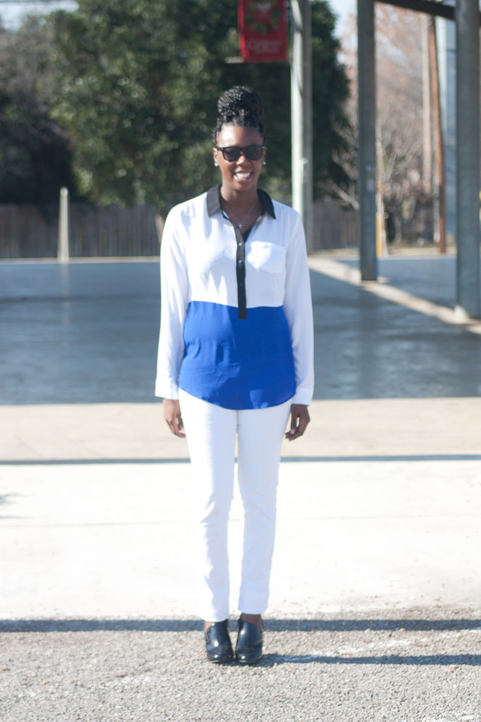 Tasha in Decree Blouse, Mango Jeans, and Zara Booties. #boxbraids #bizblogger