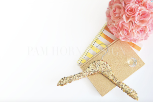 Gold Sequin Notebook Styled Stock Photography