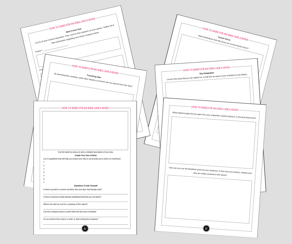 Free How To Execute An Idea Like A Boss Worksheet | Imperfect Concepts
