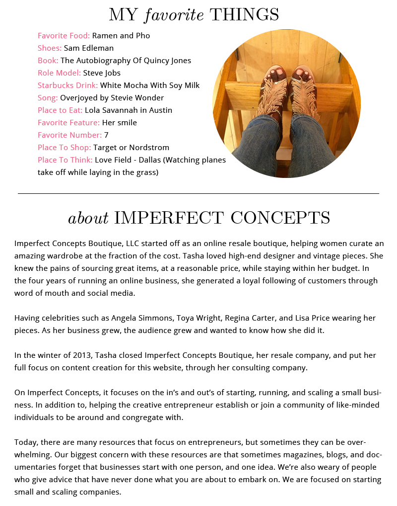 Creative About Page for Imperfect Concepts