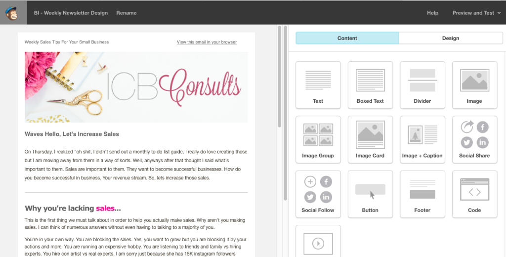Introduction Mailchimp Template. | Imperfect Concepts #mailchimp #newsletter #smallbusiness
