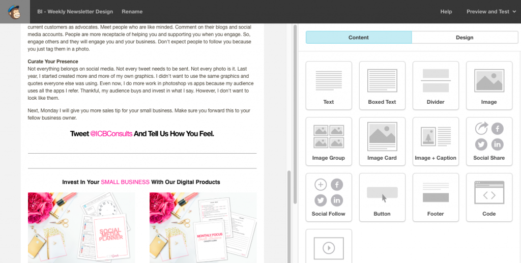 Tweet Me Mailchimp Template. | Imperfect Concepts #mailchimp #smallbusiness #newsletter #emailmarketing