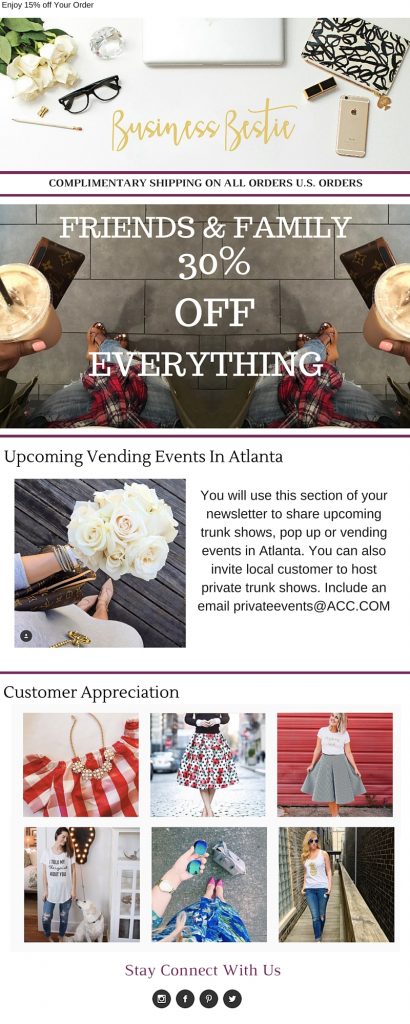 email marketing template example from Imperfect Concepts