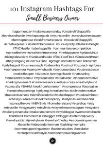 Instagram hashtags in one place for the creative entrepreneur, blogger, small business owner and more.