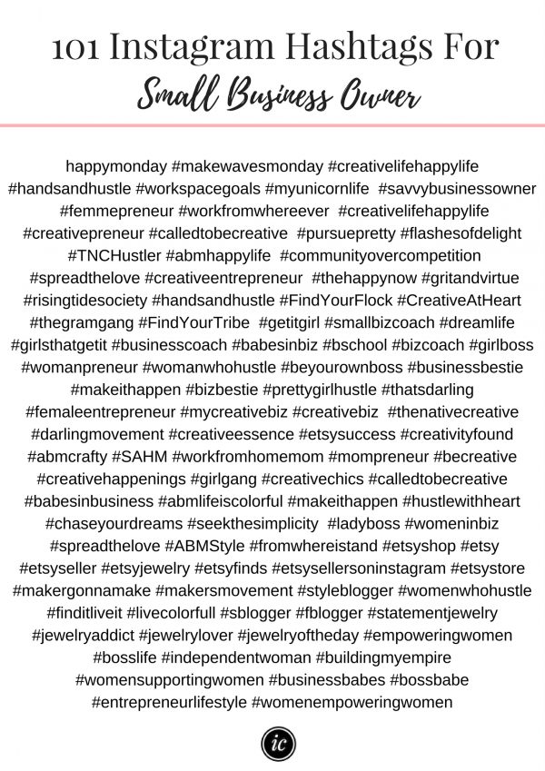 101 Instagram Hashtags For The Creative Entrepreneur & Small Business